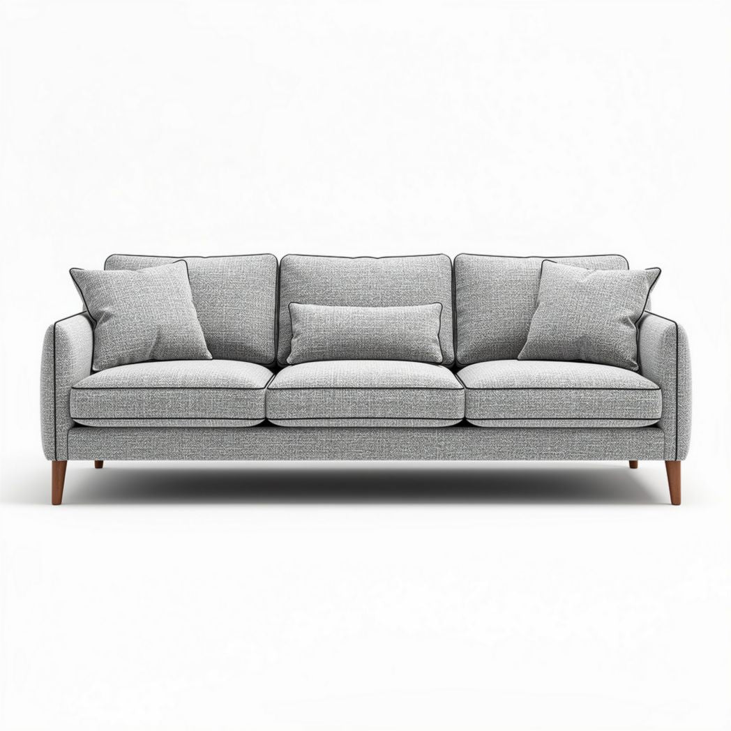 Fabric sofa with removable cushions in light grey 200 x 90 x 85cm