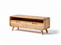 Wooden media console with two drawers and tapered legs 120 x 40 x 45cm