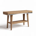 Wooden console table with metal accents and lower storage shelf 120 x 40 x 75cm