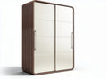 Wooden wardrobe with sliding mirror doors and modern design 180 x 100 x 60cm