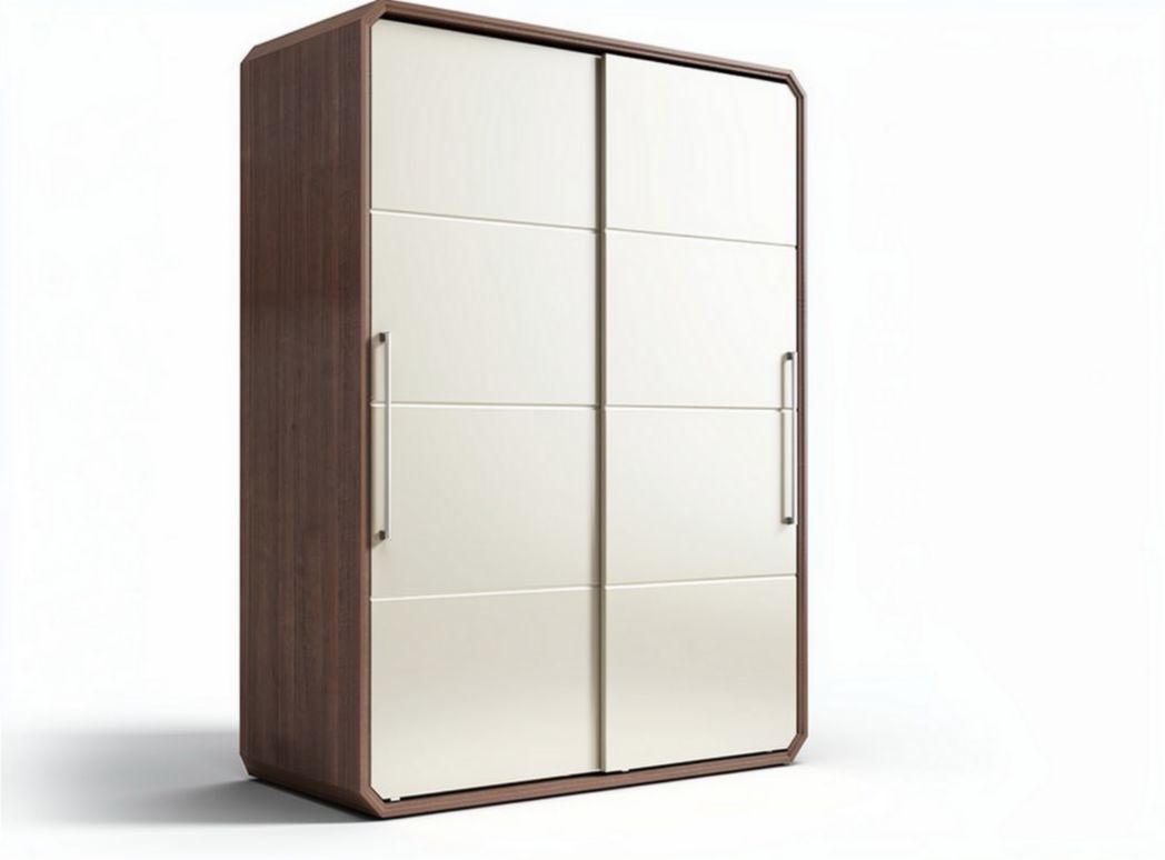Wooden wardrobe with sliding mirror doors and modern design 180 x 100 x 60cm
