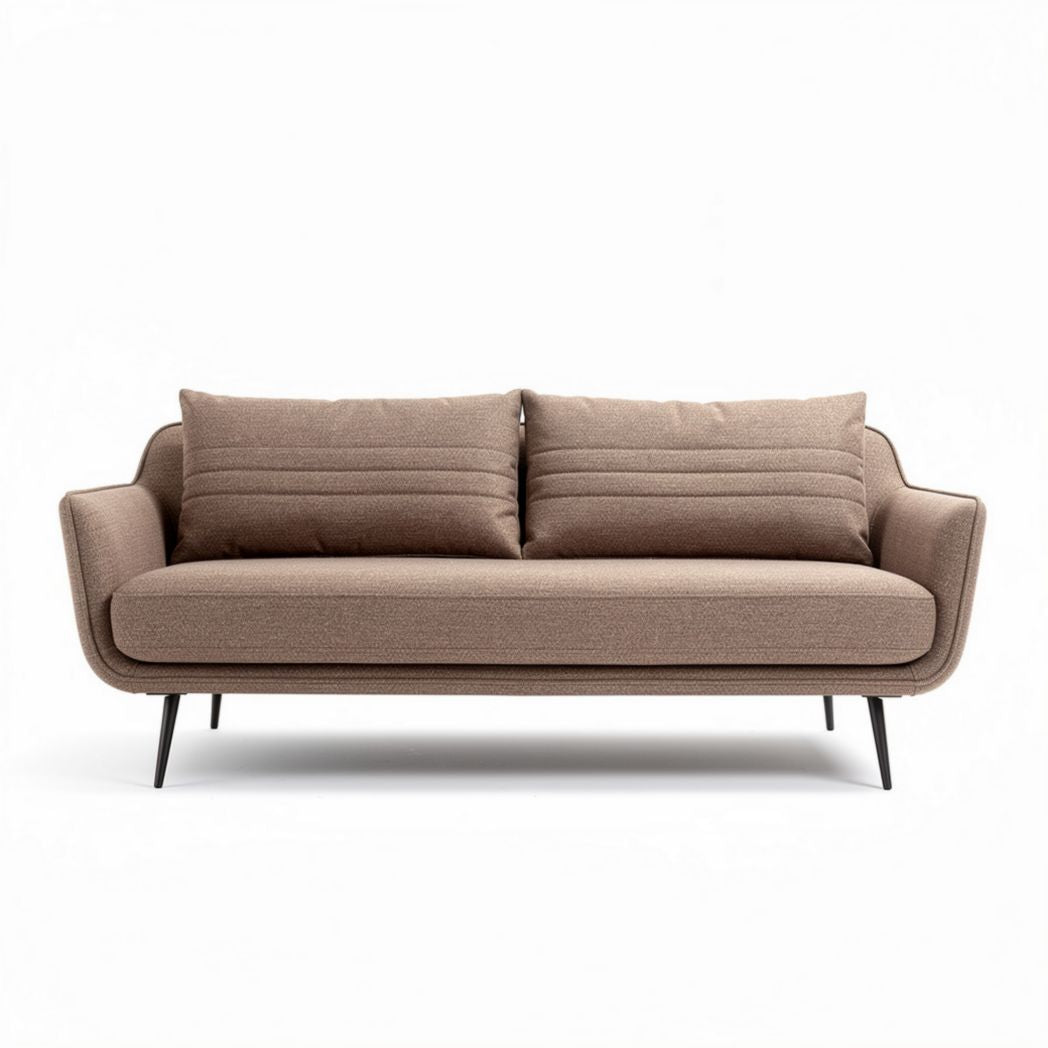 Fabric upholstered modern sofa with removable cushions in brown 200 x 85 x 80cm