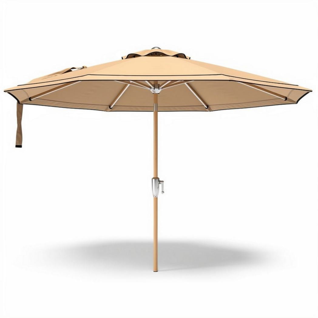 Patio umbrella 300 x 300 x 250cm sand color with aluminum frame and adjustable tilt feature