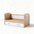 Wooden toddler bed with drawers and slatted base in natural finish 120 x 60 x 70cm