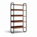 Wooden bookshelf with metal frame 80 x 30 x 180cm for home office storage