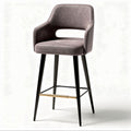 Contemporary upholstered bar stool with metal legs in grey 50 x 50 x 100cm