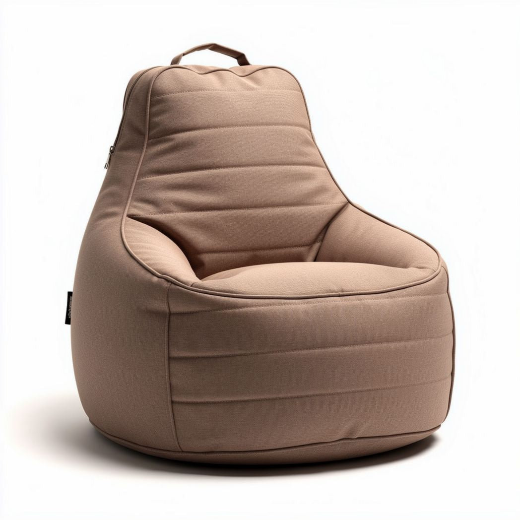 Fabric bean bag chair for lounging in beige 80 x 80 x 90cm