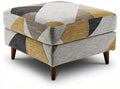 Fabric upholstered ottoman in geometric pattern with wooden legs 50 x 50 x 40cm