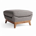 Upholstered ottoman with herringbone fabric and wood legs 60 x 60 x 40cm