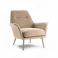 Textured fabric armchair with metal legs in beige 75 x 80 x 90cm