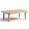 Wooden coffee table with aluminum trim 120 x 60 x 40cm for living room
